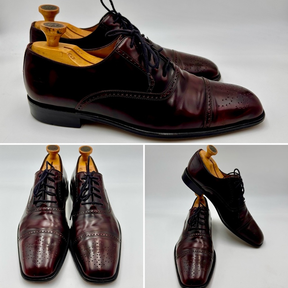 MEZLAN OXFORD DRESS SHOES MENS SIZE 11 OXBLOOD CAP SQUARE TOE MADE SPAIN LEATHER